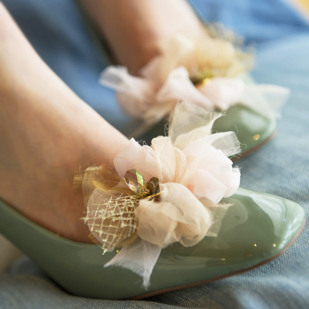 咲き編みシューズクリップ